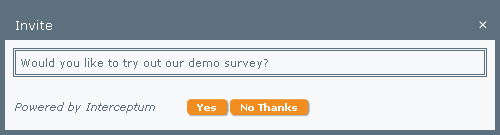 Online Survey Intercept - Invitation Message