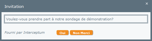 Intercept de Sondage en ligne - Message d