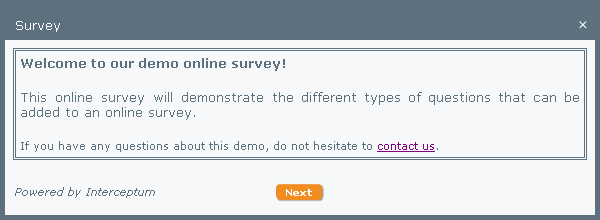 Online Survey - Welcome Message