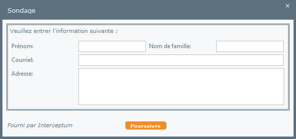 Sondage en ligne - Informations personnelles
