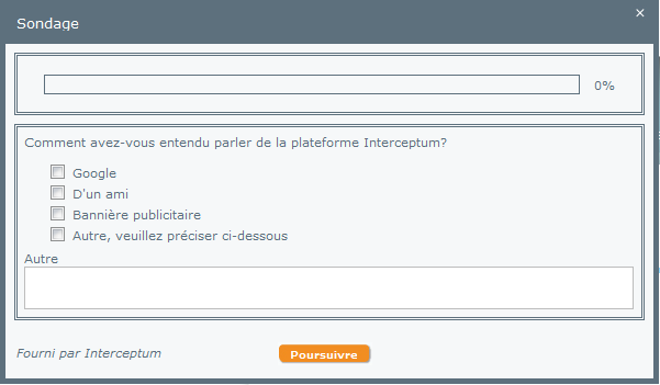 Sondage en ligne - Question à choix multiple
