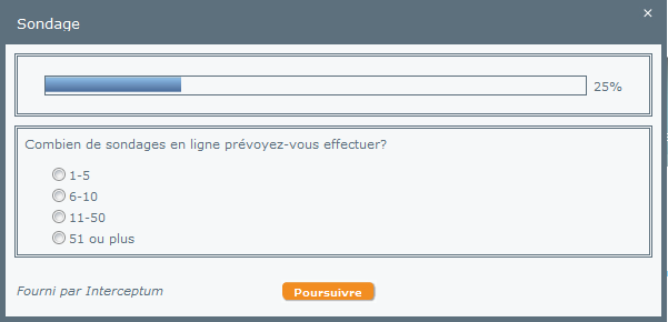 Sondage en ligne - Question catégorique